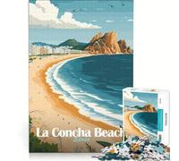 Teenagers 1000 Pieces Puzzle La Concha Beach Spain Brain Teaser Game Difficult And Challenge Deal As Gifts for The Whole Family 38x26cm