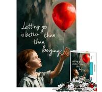 Teenagers 1000 Pieces Puzzle Letting Go︰ Boy And Red Balloon Brain Intelligence Challenge Addictive Toys Relaxing Games For Family Fun Art Work Gifts (Size 50x75cm)