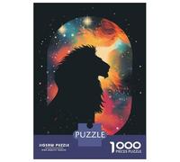 Teenagers 1000 Pieces Puzzle Lion Silhouette Galaxy Jigsaws for Adults Brain Teaser Game Difficult Hard Challenging To Complete 38x26cm/1000pcs