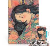 teenagers 1000 Pieces Puzzle Little Nap with Cute Cat Brain Teaser Game 50x75cm Enhance love between couples for 14+