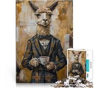 teenagers 1000 Pieces Puzzle Llama and coffee Help the brain exercise addictive toys to cultivate patience Artwork Gift 26x38cm