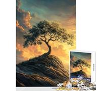 Teenagers 1000 Pieces Puzzle Lone Tree Sunset Home Decoration Toys Great Gifts And Toys Practical Game Artists' Collection, Fine Arts Size 38x52cm