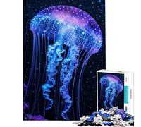 Teenagers 1000 Pieces Puzzle Luminous Jellyfish Grace Brain Teaser Game Toy Intellectual Game Great Gifts And Toys But Fun And Humorous (Size 38x52cm)