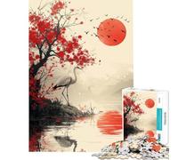 Teenagers 1000 Pieces Puzzle Magical Red Setting Sun for Birthday, Chrismas For Family Fun Impossible Game for 14+ Puzzle Game Offered (38x52cm)