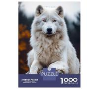 Teenagers 1000 Pieces Puzzle Majestic White Wolf Portrait Adult Puzzles Brain Teaser Game Pattern Assembly Gifts for Friends And Family 52x38cm/1000pcs