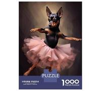 Teenagers 1000 Pieces Puzzle Miniature Pinscher Ballerina Jigsaws for Adults Brain Teaser Game Difficult Hard Challenging To Complete 38x26cm/1000pcs