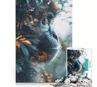 Teenagers 1000 Pieces Puzzle Monkey in Jungle Double Exposition Relax Games Decompressing Intellectual Unique Birthday And Gifts 50x75cm
