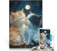 teenagers 1000 Pieces Puzzle Moonlight Meowance Precision Cut 50x75cm is ideal as a gift for the whole family for for Age 14