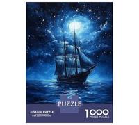 Teenagers 1000 Pieces Puzzle Moonlit Sailing Voyage Adult Puzzles Brain Teaser Game Pattern Assembly Gifts for Friends And Family 52x38cm/1000pcs
