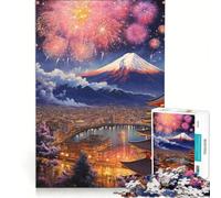 Teenagers 1000 Pieces Puzzle Mount Fuji Fireworks Sakura Brain Teaser Game Difficult And Challenge Deal As Gifts for The Whole Family 38x26cm