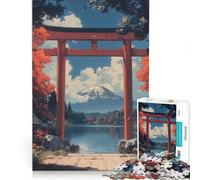 Teenagers 1000 Pieces Puzzle Mount Fuji Torii Gate Japanese Landscape Brain Teaser Game Difficult And Challenge Deal As Gifts for The Whole Family 38x26cm