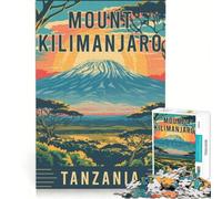 teenagers 1000 Pieces Puzzle Mount Kilimanjaro in Tanzania | Birthday present Fun activities at home with Matching Poster and Trivia Sheet 38x26cm