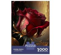 Teenagers 1000 Pieces Puzzle Mystical Golden Red Rose Jigsaws for Adults Brain Teaser Game Difficult Hard Challenging To Complete 38x26cm/1000pcs