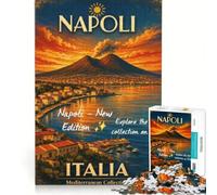 teenagers 1000 Pieces Puzzle Napoli Vintage | 38x26cm Precision cutting Help the brain exercise with Matching Poster and Trivia Sheet