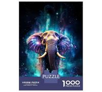 Teenagers 1000 Pieces Puzzle Neon Elephant Nebulae Jigsaws for Adults Brain Teaser Game Difficult Hard Challenging To Complete 70x50cm/1000pcs