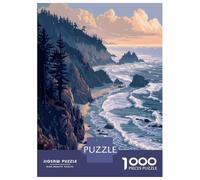 Teenagers 1000 Pieces Puzzle Pacific Cliffs Pixel Art Jigsaws for Adults Brain Teaser Game Difficult Hard Challenging To Complete 38x26cm/1000pcs