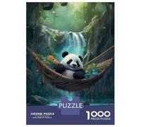 Teenagers 1000 Pieces Puzzle Panda in Hammock Waterfall Adult Puzzles Brain Teaser Game Pattern Assembly Gifts for Friends And Family 52x38cm/1000pcs