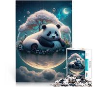 teenagers 1000 Pieces Puzzle panda on the moon Pädagogisches Spielzeug zum Stressabbau Kunstwerk Geschenk52x38cm
