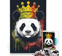 Teenagers 1000 Pieces Puzzle Panda With Crown, Brain Teaser Game, Difficult And Challenge, Deal As Gifts for The Whole Family 38x52cm