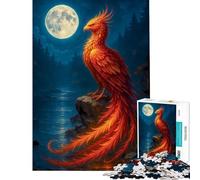 Teenagers 1000 Pieces Puzzle Phoenix Under The Moonlight Hands-on Game for Educational Game Challenge Toy Gifts for Women Men Home Decoration (Size 38x52cm)