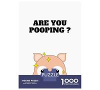 Teenagers 1000 Pieces Puzzle Pig Are You Pooping Animal Jigsaws for Adults Brain Teaser Game Difficult Hard Challenging To Complete 38x26cm/1000pcs
