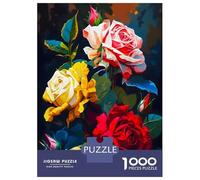 Teenagers 1000 Pieces Puzzle Pink Red Yellow Roses Jigsaws for Adults Brain Teaser Game Difficult Hard Challenging To Complete 38x26cm/1000pcs