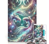 Teenagers 1000 Pieces Puzzle Pisces Fish Astrological Sign, Brain Teaser Game, Difficult And Challenge, Deal As Gifts for The Whole Family 38x26cm