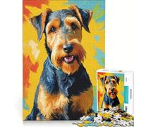 Teenagers 1000 Pieces Puzzle Playful Airedale Terriers, Brain Teaser Game, Difficult And Challenge, Deal As Gifts for The Whole Family 38x52cm