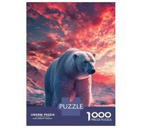 Teenagers 1000 Pieces Puzzle Polar Bear Arctic Sunset Jigsaws for Adults Brain Teaser Game Difficult Hard Challenging To Complete 52x38cm/1000pcs