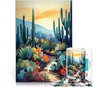 teenagers 1000 Pieces Puzzle Pueblo Style Cactus Interessante Stressreduzierung mit passendem Poster und Quizblatt75x50cm