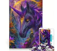 Teenagers 1000 Pieces Puzzle Purple Galaxy Unicorn in Enchanted Forest Brain Teaser Game Difficult And Challenge Deal As Gifts for The Whole Family 38x26cm