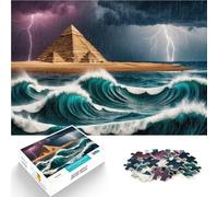 teenagers 1000 Pieces Puzzle Pyramids and ocean storm Herausfordernd Schwierig Tolle Geschenke und Spielzeuge38x26cm