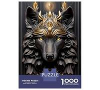 Teenagers 1000 Pieces Puzzle Queen Wolf Golden Art Deco Jigsaws for Adults Brain Teaser Game Difficult Hard Challenging To Complete 38x26cm/1000pcs