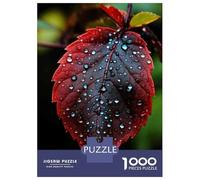 Teenagers 1000 Pieces Puzzle Raindrops on Red Leaf Adult Jigsaw Puzzle DIY Toys Difficult Challenge Gifts for Friends And Family 70x50cm/1000pcs