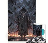 Teenagers 1000 Pieces Puzzle Raven Harbinger Amid Flames Brain Teaser Game Difficult And Challenge Deal As Gifts for The Whole Family 38x26cm