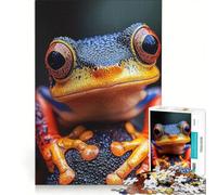 Teenagers 1000 Pieces Puzzle Red-Eyed Tree Frog Close-Up Brain Teaser Game Difficult And Challenge Deal As Gifts for The Whole Family 50x75cm