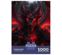 Teenagers 1000 Pieces Puzzle Red Fiery Evil Dragon Jigsaws for Adults Brain Teaser Game Difficult Hard Challenging To Complete 38x26cm/1000pcs