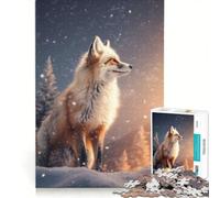 Teenagers 1000 Pieces Puzzle Red Fox in Sunset on Cliff Brain Teaser Game Difficult And Challenge Deal As Gifts for The Whole Family 50x75cm