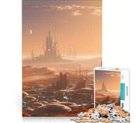 Teenagers 1000 Pieces Puzzle Red Planet Mars Cityscape Brain Teaser Game Difficult And Challenge Deal As Gifts for The Whole Family 50x75cm