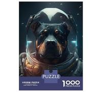 Teenagers 1000 Pieces Puzzle Rottweiler Astronaut Jigsaws for Adults Brain Teaser Game Difficult Hard Challenging To Complete 52x38cm/1000pcs