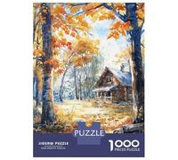 Teenagers 1000 Pieces Puzzle Secluded Autumn Cabin Jigsaws for Adults Brain Teaser Game Difficult Hard Challenging To Complete 38x26cm/1000pcs