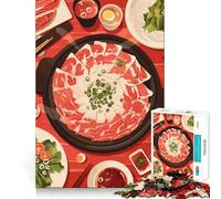 Teenagers 1000 Pieces Puzzle Shabu-Shabu Feast︰ A Culinary Delight Fine Cut Art Focus Training Fun Quiet Time Game Christmas Fun Gift(38x26cm)