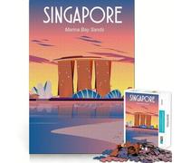 Teenagers 1000 Pieces Puzzle Singapore Fine Cut Art Focus Training Fun Quiet Time Game Christmas Fun Gift (38x52cm)