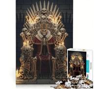 Teenagers 1000 Pieces Puzzle Skeleton King on Throne of Bones Relax Games Decompressing Intellectual Unique Birthday And Gifts 50x75cm