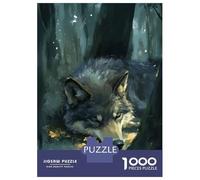 Teenagers 1000 Pieces Puzzle Sleeping Wolf in Forest Jigsaws for Adults Brain Teaser Game Difficult Hard Challenging To Complete 38x26cm/1000pcs