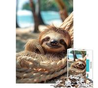Teenagers 1000 Pieces Puzzle Sloth in A Hammock Hands-on Game for Educational Game Challenge Toy Gifts for Women Men Home Decoration (Size 50x75cm)