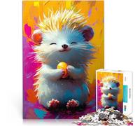 teenagers 1000 Pieces Puzzle Smiling Hedgehog Painting Educational Game Challenge Toy Fun at Home Activities, Birthday Present,Travel Gifts, 26x38cm