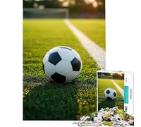 Teenagers 1000 Pieces Puzzle Soccer Ball on Field Brain Intelligence Challenge Addictive Toys Relaxing Games For Family Fun Art Work Gifts (Size 38x26cm)