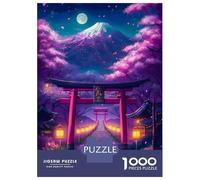 Teenagers 1000 Pieces Puzzle Spring Night Torii Gate Adult Puzzles Brain Teaser Game Pattern Assembly Gifts for Friends And Family 38x26cm/1000pcs