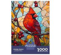 Teenagers 1000 Pieces Puzzle Stained Glass Cardinal-11 Adult Puzzles Brain Teaser Game Pattern Assembly Gifts for Friends And Family 52x38cm/1000pcs